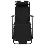 vidaXL Folding Sun Loungers 2 pcs with Footrests Steel Black vidaXL Folding Sun Loungers 2 pcs with Footrests Steel Black