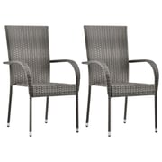 Vidaxl Stackable Outdoor Chairs 2 Pcs Grey Poly Rattan