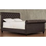 Oxford Rolled Top-Tufted Sleigh Bed Frame Queen without Mattress Brown