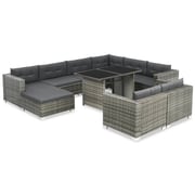 Vidaxl 10 Piece Garden Lounge Set With Cushions Poly Rattan Grey Vidaxl 10 Piece Garden Lounge Set With Cushions Poly Rattan Grey