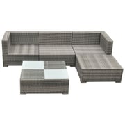 Vidaxl 5 Piece Garden Lounge Set With Cushions Poly Rattan Grey Vidaxl 5 Piece Garden Lounge Set With Cushions Poly Rattan Grey