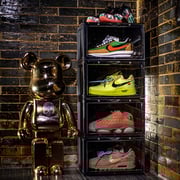 1CHASE shoe Storage Box (4 Box Set) Black, Side Open Storage Organizer Boxes,stores Shoes Size Up To Uk 46 1CHASE shoe Storage Box (4 Box Set) Black, Side Open Storage Organizer Boxes,stores Shoes Size Up To Uk 46