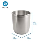 Idesign Nogu Round Metal Trash Can, Waste Basket Garbage Can For Bathroom, Bedroom, Home Office, Dorm, College, 9