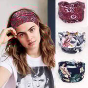 Catery Boho Headbands Vintage Flower Printed Head Wrap Criss Cross Elastic Hairband Fashion Hair Accessories For Women And Girls - Pack Of 3 Catery Boho Headbands Vintage Flower Printed Head Wrap Criss Cross Elastic Hairband Fashion Hair Accessories For Women And Girls - Pack Of 3