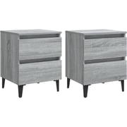 Vidaxl Bed Cabinets With Metal Legs 2 Pcs Grey Sonoma 40x35x50 Cm Vidaxl Bed Cabinets With Metal Legs 2 Pcs Grey Sonoma 40x35x50 Cm