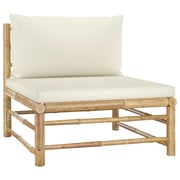 vidaXL 4 Piece Garden Lounge Set with Cream White Cushions Bamboo vidaXL 4 Piece Garden Lounge Set with Cream White Cushions Bamboo