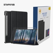 Max&Max Protector Folio Case Black with Tempered Glass For Galaxy TabS7 Plus