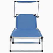 vidaXL Folding Sun Lounger with Roof Aluminium and Textilene Blue vidaXL Folding Sun Lounger with Roof Aluminium and Textilene Blue