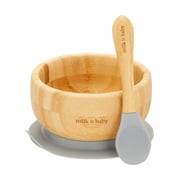 Milk It Baby, MI-BAMBBB003 Bamboo Suction Baby Bowl & Spoon Set, Berry Blue