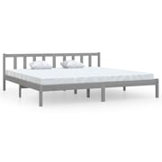 vidaXL Bed Frame Grey Solid Pinewood 200x200 cm vidaXL Bed Frame Grey Solid Pinewood 200x200 cm