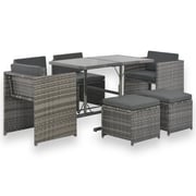 44721 Vidaxl 7 Piece Outdoor Dining Set With Cushions Poly Rattan Grey 44721 Vidaxl 7 Piece Outdoor Dining Set With Cushions Poly Rattan Grey
