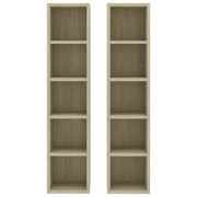 vidaXL CD Cabinets 2 pcs Sonoma Oak 21x16x93.5 cm Engineered Wood vidaXL CD Cabinets 2 pcs Sonoma Oak 21x16x93.5 cm Engineered Wood