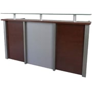 Mahmayi Vetel R07-18 Modern Reception Desk with Floating Glass Top Drawers Height Storage - 07 X 180 X 70 Cm Apple Cherry Mahmayi Vetel R07-18 Modern Reception Desk with Floating Glass Top Drawers Height Storage - 07 X 180 X 70 Cm Apple Cherry