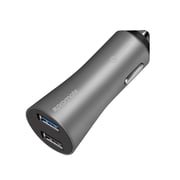 Promate Car Charger with Qualcomm Quick Charge 3.0 Dual USB Port, Robust-QC3 Grey