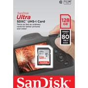 بطاقة ذاكرة سانديسك ألترا SDXC سعة 128جيجابايت سرعة 80 ميغابايت/الثانية من الفئة 10 UHS-I - رقم SDSDUNC128GGN6IN 
