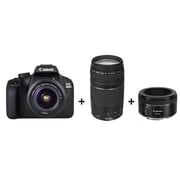 Canon EOS 4000D DSLR Camera Body Black + EFS 18-55MM DC III Black Kit + EF 75-300MM 1:4-5 6 III + EF 50MM 1.8 STM