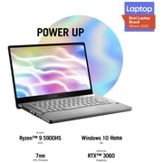 Asus ROG Zephyrus G14 GA401QM-K2100T Gaming Laptop - Ryzen 9 3.1GHz 32GB 1TB 6GB Win10 14inch WQHD Eclipse Grey AniMe Matrix Version NVIDIA GeForce RTX 3060