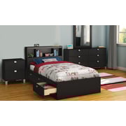 Spark Twin Mates Bed with Drawers and Bookcase Headboard King Bed without Mattress White Spark Twin Mates Bed with Drawers and Bookcase Headboard King Bed without Mattress White