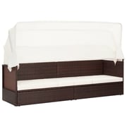 Vidaxl Garden Sofa With Canopy Poly Rattan Brown Vidaxl Garden Sofa With Canopy Poly Rattan Brown