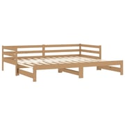 Vidaxl Pull-out Day Bed Honey Brown Solid Pinewood 2x Vidaxl Pull-out Day Bed Honey Brown Solid Pinewood 2x