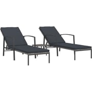 Vidaxl Sun Loungers 2 Pcs With Table Poly Rattan Grey Vidaxl Sun Loungers 2 Pcs With Table Poly Rattan Grey
