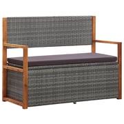 vidaXL Storage Bench 110 cm Poly Rattan and Solid Acacia Wood Grey vidaXL Storage Bench 110 cm Poly Rattan and Solid Acacia Wood Grey