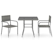 vidaXL 3 Piece Garden Dining Set Poly Rattan Anthracite & Grey