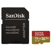 بطاقة سانديسك إكستريم MicroSDHC 32 جيجابايت مع منفذ SD 