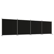 vidaXL 4-Panel Room Divider Black 698x180 cm Fabric vidaXL 4-Panel Room Divider Black 698x180 cm Fabric