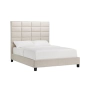 Luxurious Classic High-Profile Upholstered Bed King without Mattress Beige
