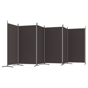 vidaXL 6-Panel Room Divider Brown 520x180 cm Fabric vidaXL 6-Panel Room Divider Brown 520x180 cm Fabric
