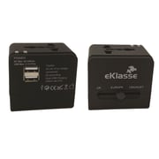Eklasse Universal Travel Adapter With 2xUSB 5V/2.1A Black EKTA2U03XM Eklasse Universal Travel Adapter With 2xUSB 5V/2.1A Black EKTA2U03XM