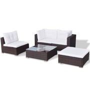 Vidaxl 5 Piece Garden Lounge Set With Cushions Poly Rattan Brown Vidaxl 5 Piece Garden Lounge Set With Cushions Poly Rattan Brown