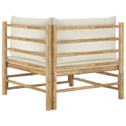 Vidaxl Garden Corner Sofa With Cream White Cushions Bamboo Vidaxl Garden Corner Sofa With Cream White Cushions Bamboo