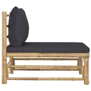 Vidaxl Garden Middle Sofa With Dark Grey Cushions Bamboo Vidaxl Garden Middle Sofa With Dark Grey Cushions Bamboo