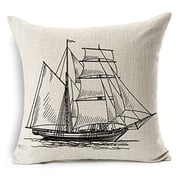 Decorbox Cotton Linen Pillow Cover Antique Boat Cushion Cover Throw Pillow Cover 18