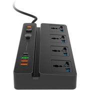 Powerology Universal Socket 4 Ac 3 Usb Ports & Usb-c Pd 35w Multiport Socket with 2m Wall Plug Adapter Extension Cord Black Powerology Universal Socket 4 Ac 3 Usb Ports & Usb-c Pd 35w Multiport Socket with 2m Wall Plug Adapter Extension Cord Black