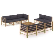 vidaXL 9 Piece Garden Lounge Set with Dark Grey Cushions Bamboo vidaXL 9 Piece Garden Lounge Set with Dark Grey Cushions Bamboo