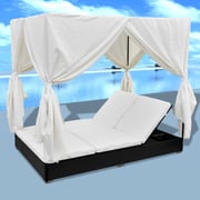 Vidaxl Outdoor Lounge Bed With Curtains Poly Rattan Black Vidaxl Outdoor Lounge Bed With Curtains Poly Rattan Black