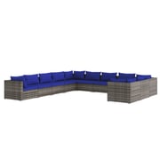 vidaXL 11 Piece Garden Lounge Set with Cushions Poly Rattan Grey vidaXL 11 Piece Garden Lounge Set with Cushions Poly Rattan Grey