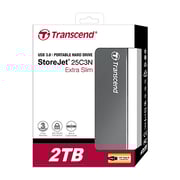 Transcend StoreJet Extra Slim Portable Hard Drive 2TB Aluminium TS2TSJ25C3N Transcend StoreJet Extra Slim Portable Hard Drive 2TB Aluminium TS2TSJ25C3N