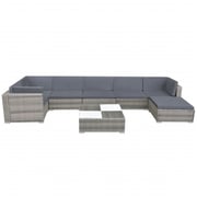 Vidaxl 8 Piece Garden Lounge Set With Cushions Poly Rattan Grey Vidaxl 8 Piece Garden Lounge Set With Cushions Poly Rattan Grey