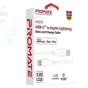 Promate USB-C To Lightning 1.2m White Promate USB-C To Lightning 1.2m White