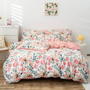 Luna Home Queen/double Size 6 Pieces Bedding Set Without Filler, Pink Roses Design