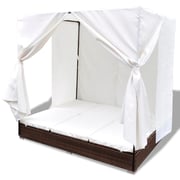 Vidaxl Outdoor Lounge Bed With Curtains Poly Rattan Brown Vidaxl Outdoor Lounge Bed With Curtains Poly Rattan Brown