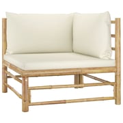 vidaXL 5 Piece Garden Lounge Set with Cream White Cushions Bamboo vidaXL 5 Piece Garden Lounge Set with Cream White Cushions Bamboo