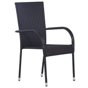 Vidaxl Stackable Outdoor Chairs 2 Pcs Poly Rattan Black
