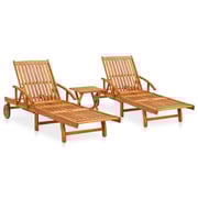 vidaXL 2 Piece Sunlounger Set with Table Solid Acacia Wood vidaXL 2 Piece Sunlounger Set with Table Solid Acacia Wood