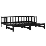 Vidaxl Pull-out Day Bed Black Solid Pinewood 2x Vidaxl Pull-out Day Bed Black Solid Pinewood 2x