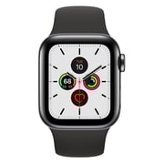 Apple Watch Series 5 GPS + Cellular 44mm Space Black Stainless Steel Case with Black Sport Band - Middle East Version Apple Watch Series 5 GPS + Cellular 44mm Space Black Stainless Steel Case with Black Sport Band - Middle East Version